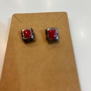 small red turquoise pierced earring